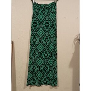 Tovia Stretchy Knit Aztec Boho Southwestern‎ Design Maxi Skirt, Size Medium.